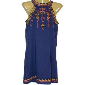THML A-Line Halter Dress Embroidered Blue Gold Orange Pink NWT Size XS
